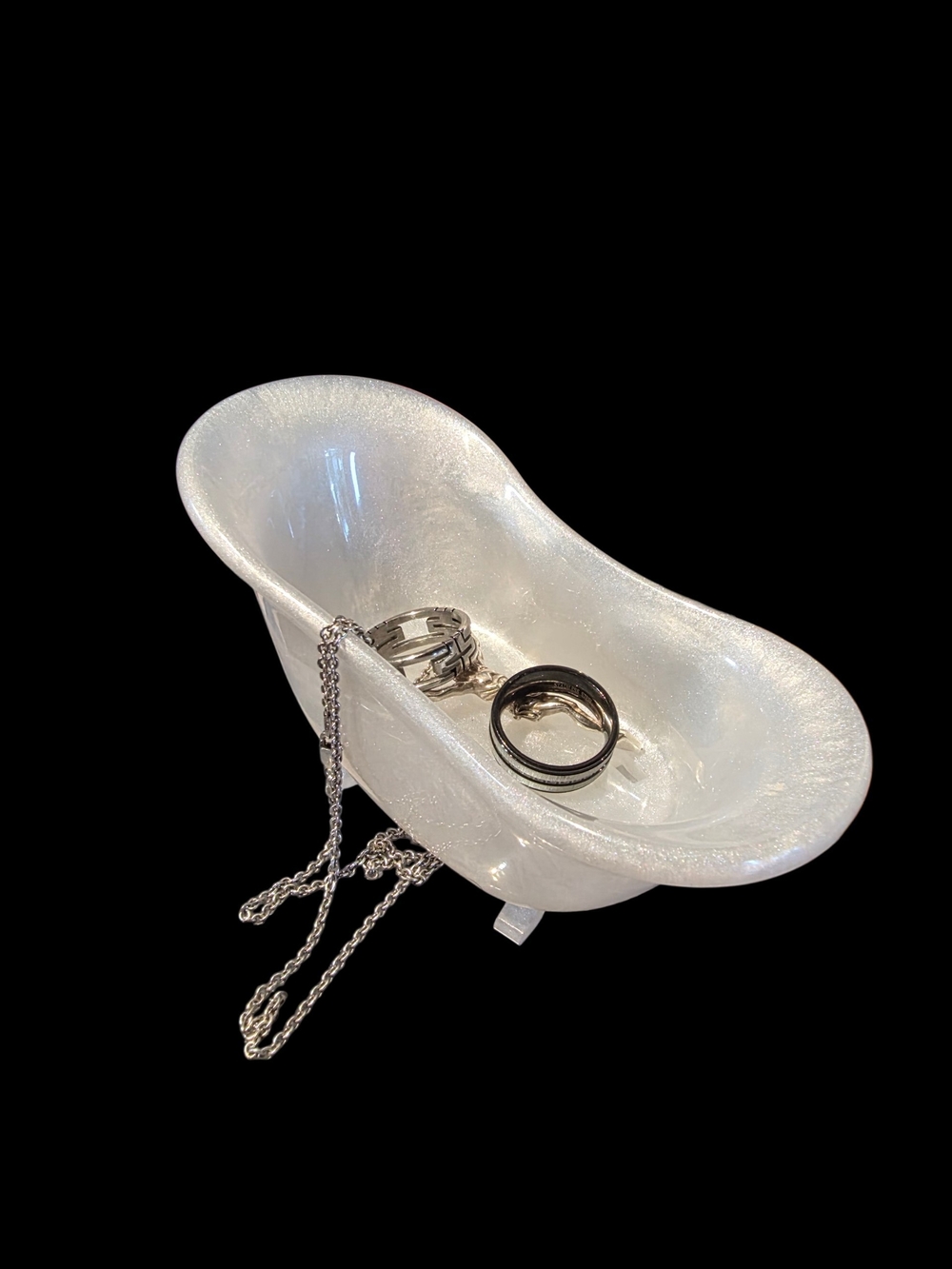 Mini Bathtub In White Resin, Jewelry Box, Change Box